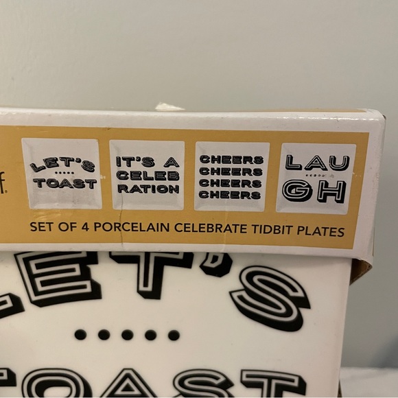 NIB Pfaltzgraff Set of 4 Porcelain Celebrate Tidbit Plates Square 5.5” x 5.5” - Picture 8 of 9